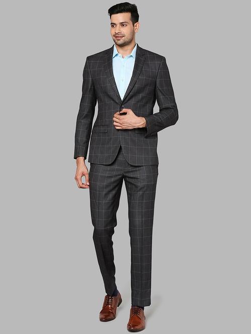 notched lapel checkered single breasted suit - 18528151 - Very Small Image - 1