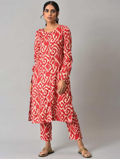 ikat printed kurta pant set - 18528485 - Very Small Image - 1