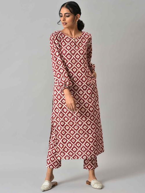 ikat printed kurta pant set - 18528486 - Very Small Image - 1