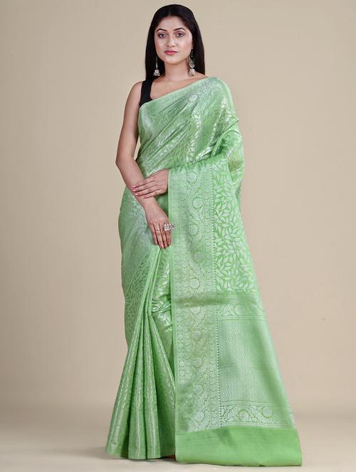 self design zari work woven saree with blouse - 18528691 - Very Small Image - 1