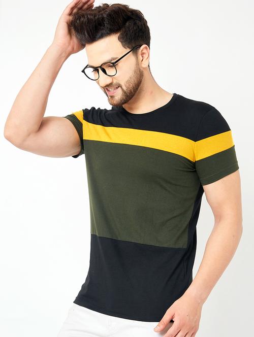 round neck color blocked t-shirt - 18528768 - Very Small Image - 1