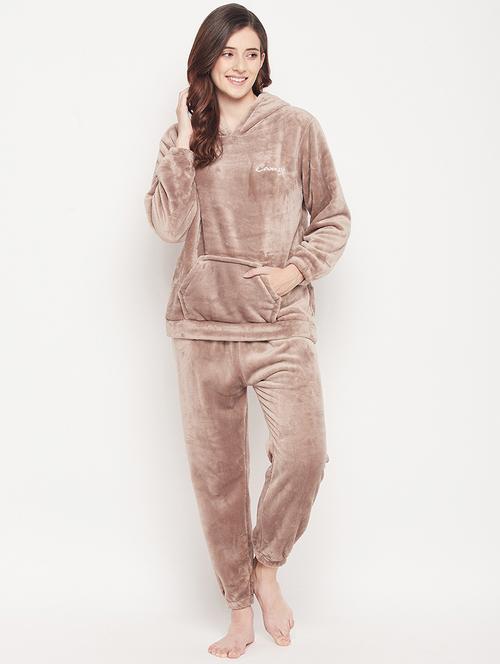 hooded velvet nightwear top and pyjama set - 18528969 - Very Small Image - 1