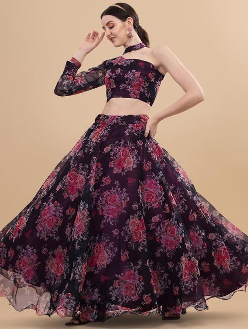 floral semi-stitched lehenga and choli - 18531119 - Very Small Image - 1