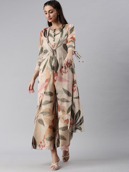 tie knot sleeved tropical jumpsuit - 18531268 - Very Small Image - 1