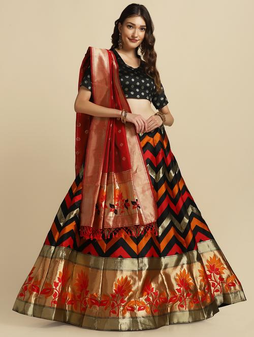 jacquard work semi-stitched lehenga choli with dupatta - 18531597 - Very Small Image - 1