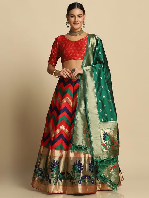 jacquard work semi-stitched lehenga choli with dupatta - 18531600 - Very Small Image - 1