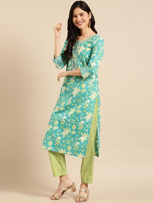 floral kurta pant set with dupatta - 18532060 - Very Small Image - 1