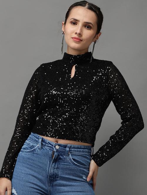long sleeved embellished top - 18532193 - Very Small Image - 1