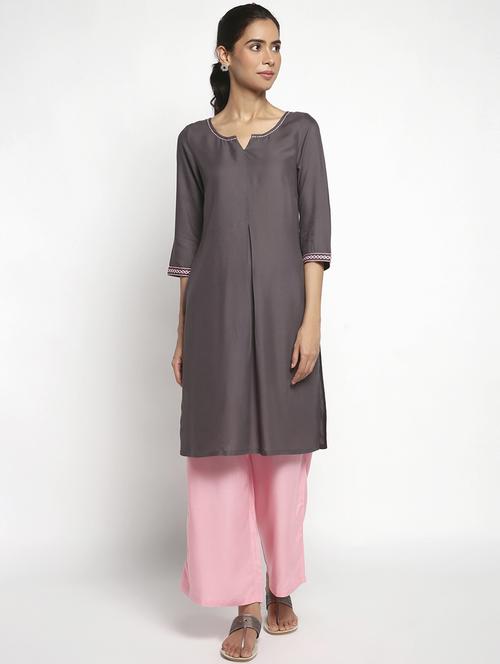 solid kurta palazzo set - 18532627 - Very Small Image - 1