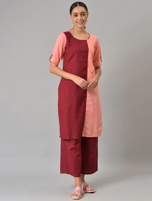 color block kurta palazzo set - 18532630 - Very Small Image - 1