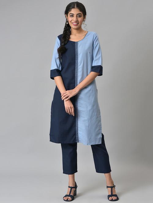 color block kurta pant set - 18532632 - Very Small Image - 1