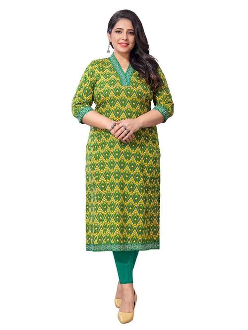 v neck printed straight kurta - 18533030 - Very Small Image - 1