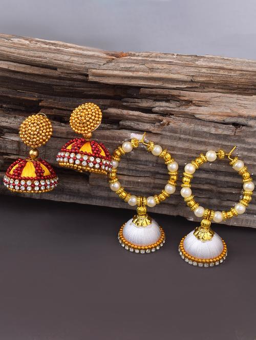 combo of 2 brass jhumka earrings - 18534136 - Very Small Image - 1