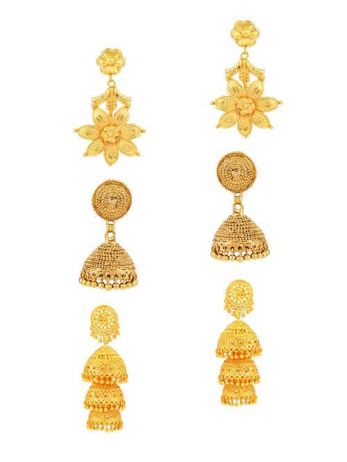 combo of 3 brass earrings - 18534156 - Very Small Image - 1