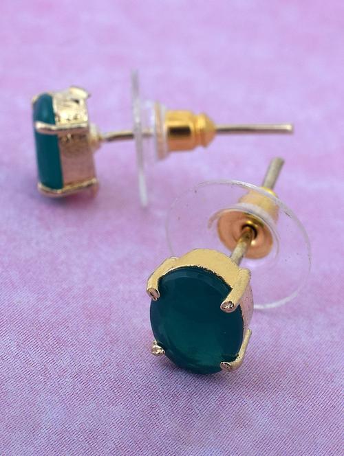 teal green brass stud earring - 18534195 - Very Small Image - 1