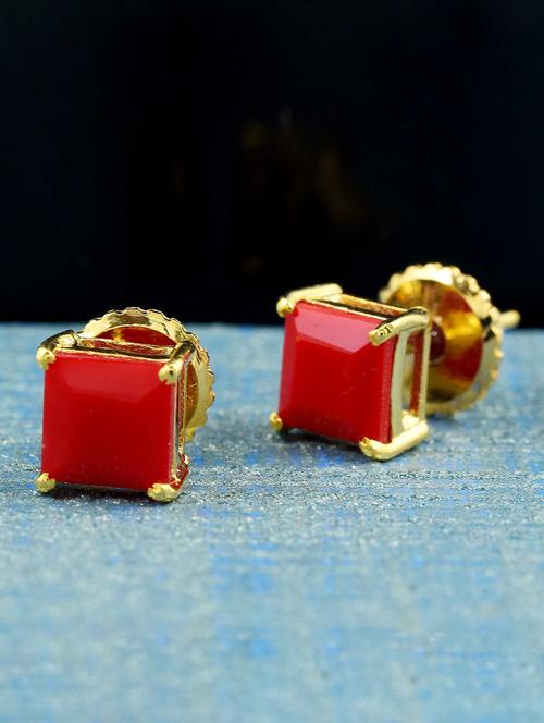 gold brass stud earring - 18534239 - Very Small Image - 1