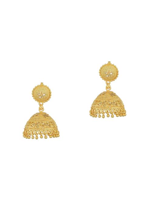 women golden jhumka earring - 18534365 - Very Small Image - 1