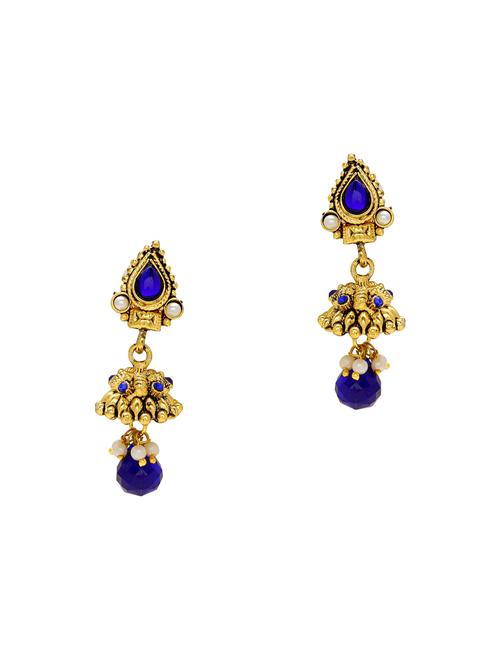 gold brass jhumka earring - 18534455 - Very Small Image - 1
