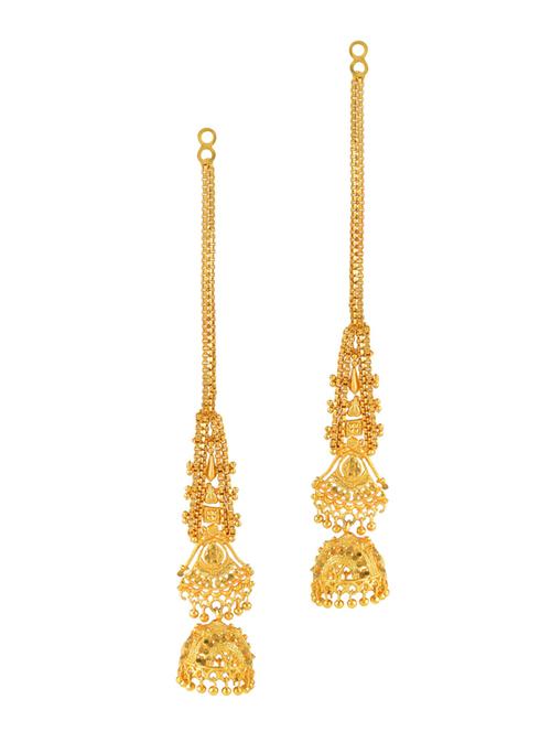 gold brass jhumka earring - 18534533 - Very Small Image - 1