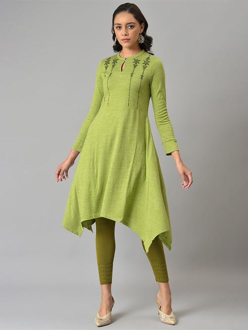 mandarin neck embroidered asymmetric kurta - 18534990 - Very Small Image - 1
