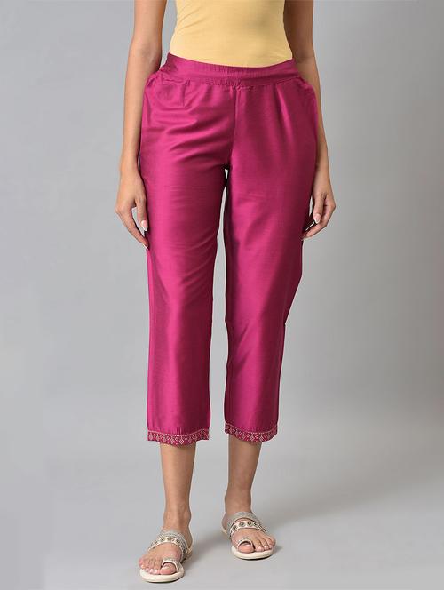 pink viscose tapered pant - 18535019 - Very Small Image - 1