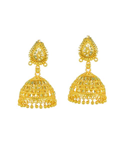 gold metal jhumka earring - 18535491 - Very Small Image - 1