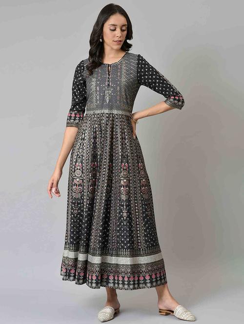 floral print flared ethnic dress - 18535695 - Very Small Image - 1