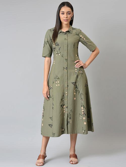 floral printed a-line ethnic dress - 18535702 - Very Small Image - 1