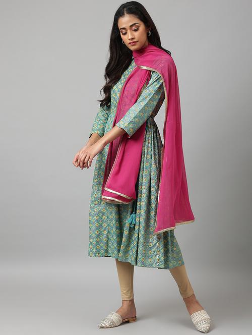 pink plain gota patti dupatta - 18535835 - Very Small Image - 1