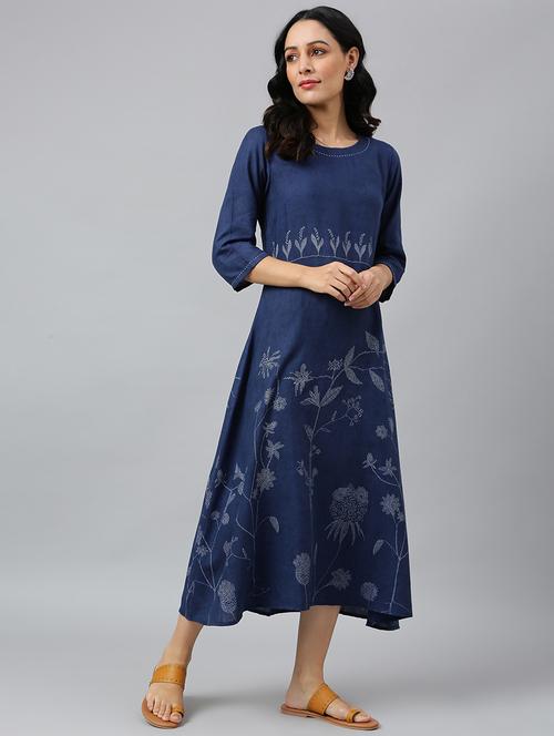 floral print a-line ethnic dress - 18536308 - Very Small Image - 1