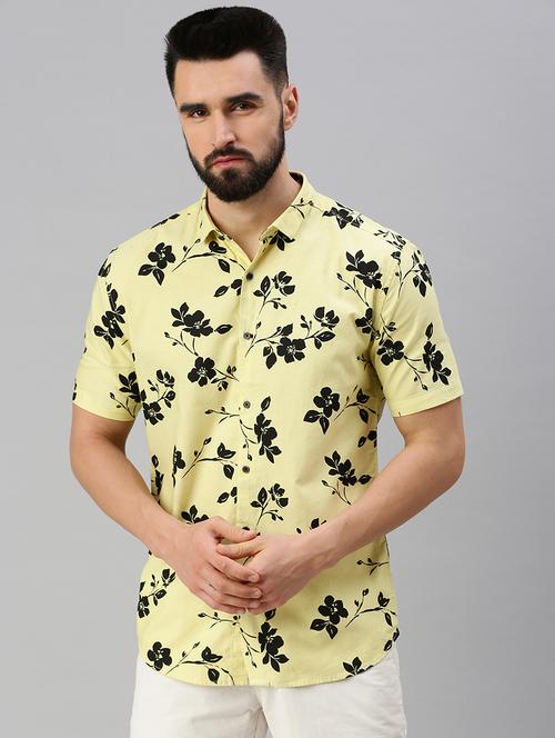 yellow printed casual shirt - 18537402 - Very Small Image - 1