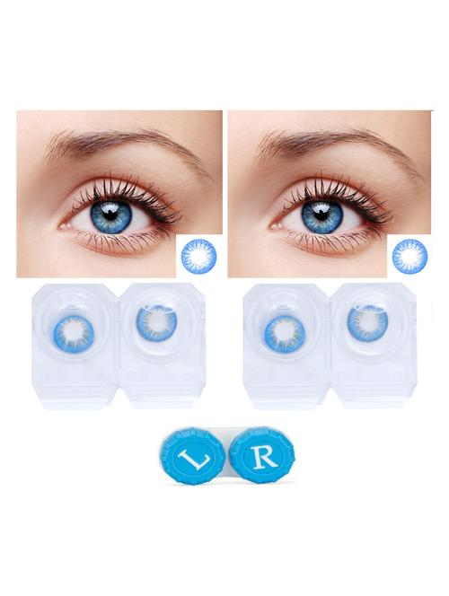 deep blue-dark green 2 pair colored contact lens with 2 case (0 power) - 18537961 - Very Small Image - 1