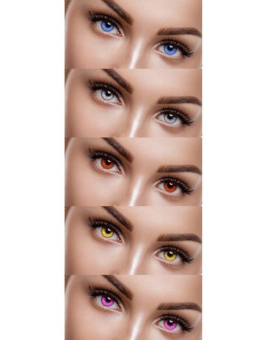 unisex 5 pair monthly aqua, grey, brown, hazel, violet colored 0 power contact lenses for men and women eyes with lens case - 18537979 - Very Small Image - 1