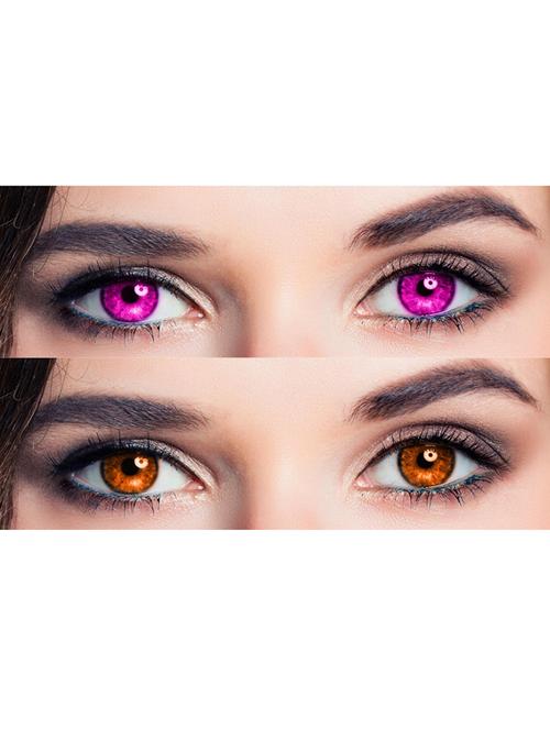 unisex violet and brown monthly color contact lense 2 pair with case - 18537984 - Very Small Image - 1