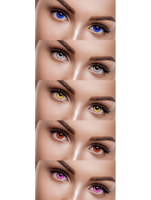unisex 5 pair monthly blue, grey, hazel, brown, turquoise colored 0 power contact lenses with lens case - 18537993 - Very Small Image - 1