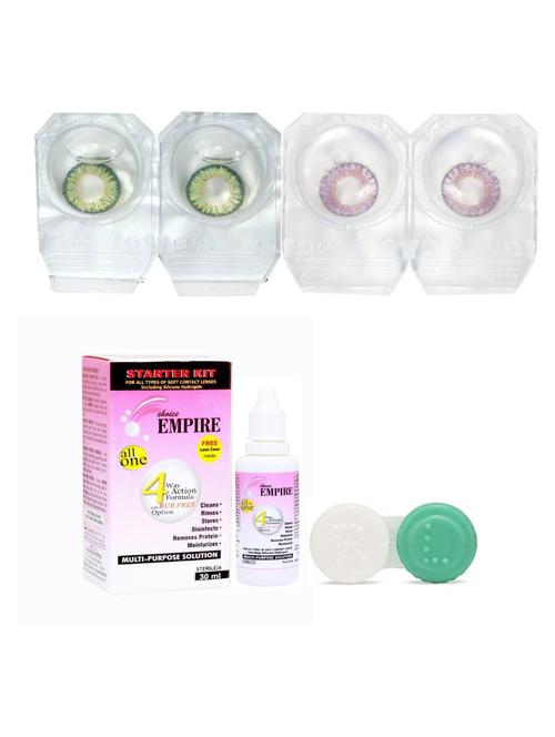 unisex pack of 2 contact lenses with 30 ml solution and 1 case - 18538041 - Very Small Image - 1