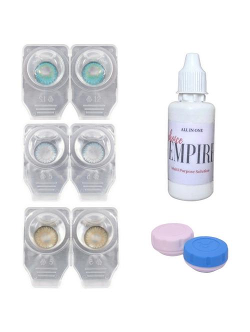 unisex set of 3 contact lenses with 30 ml solution and 1 case - 18538046 - Very Small Image - 1