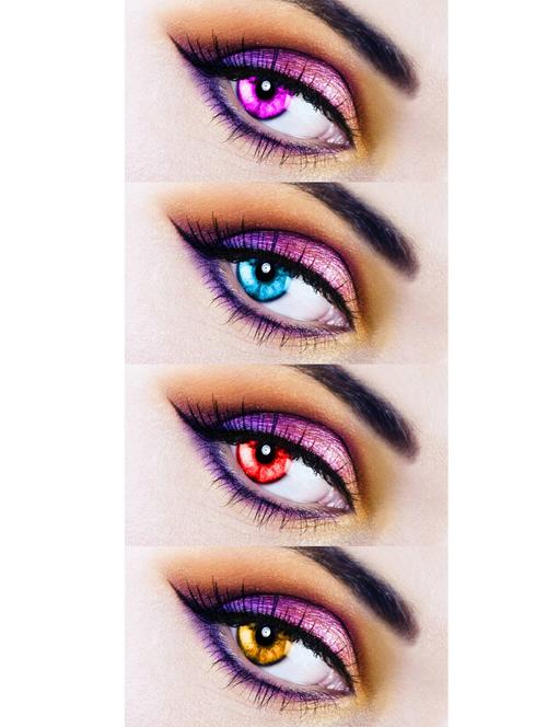 unisex 4 pair violet, light blue, red and honey colored contact lens for eye men women - 18538100 - Very Small Image - 1