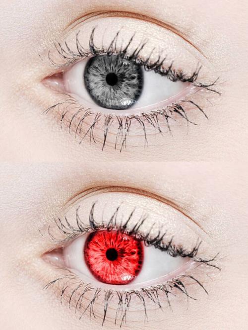 unisex 2 pair grey red monthly colored 0 power contact lenses with lens case - 18538102 - Very Small Image - 1