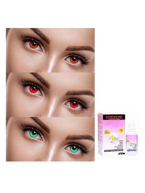 unisex pack of 3 contact lenses with 30 ml solution - 18538205 - Very Small Image - 1
