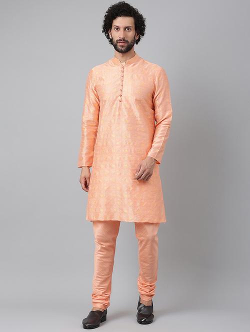 peach silk kurta pyjama ethnic wear - 18538247 - Very Small Image - 1