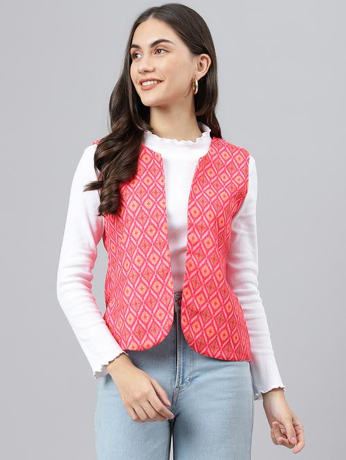 women multi color self design ethnic shrug - 18538264 - Very Small Image - 1
