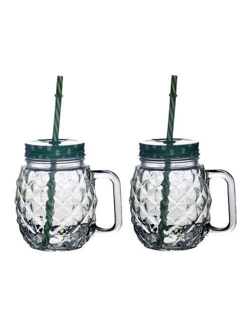 ceradeco set of 2 transparent & green solid glass jar set - 18538311 - Very Small Image - 1