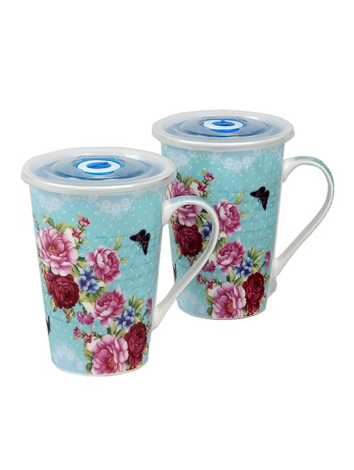 ceradeco blue & yellow printed ceramic glossy mugs set of cups and mugs - 18538372 - Very Small Image - 1