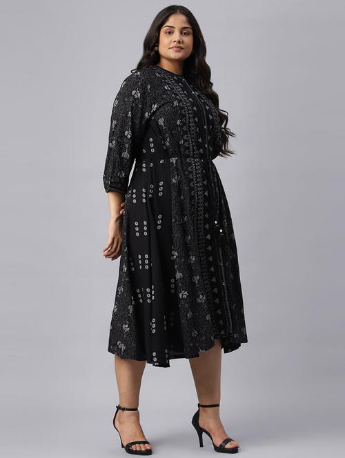 floral print a-line ethnic dress - 18538452 - Very Small Image - 1