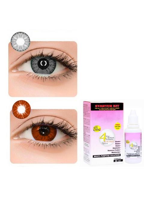 unisex pack of 2 contact lenses with 30 ml solution - 18538938 - Very Small Image - 1