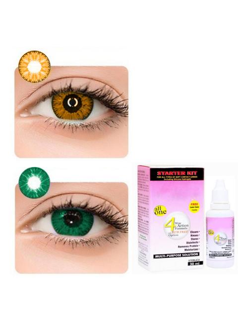 unisex pack of 2 contact lenses with 30 ml solution - 18538989 - Very Small Image - 1