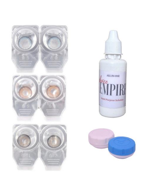 unisex set of 3 contact lenses with 30 ml solution and 1 case - 18539079 - Very Small Image - 1