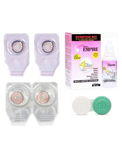unisex set of 2 contact lenses with 30 ml solution and 1 case - 18539085 - Very Small Image - 1