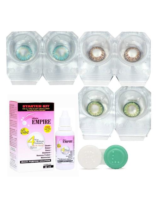 unisex set of 3 contact lenses with 30 ml solution and 1 case - 18539099 - Very Small Image - 1